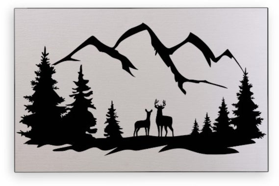 Paysage Montagnes avec Cerfs