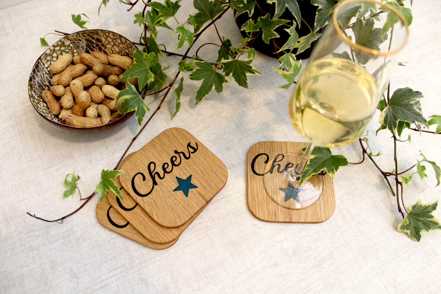 Dessous de verres artisanal bois résine époxy Cheers
