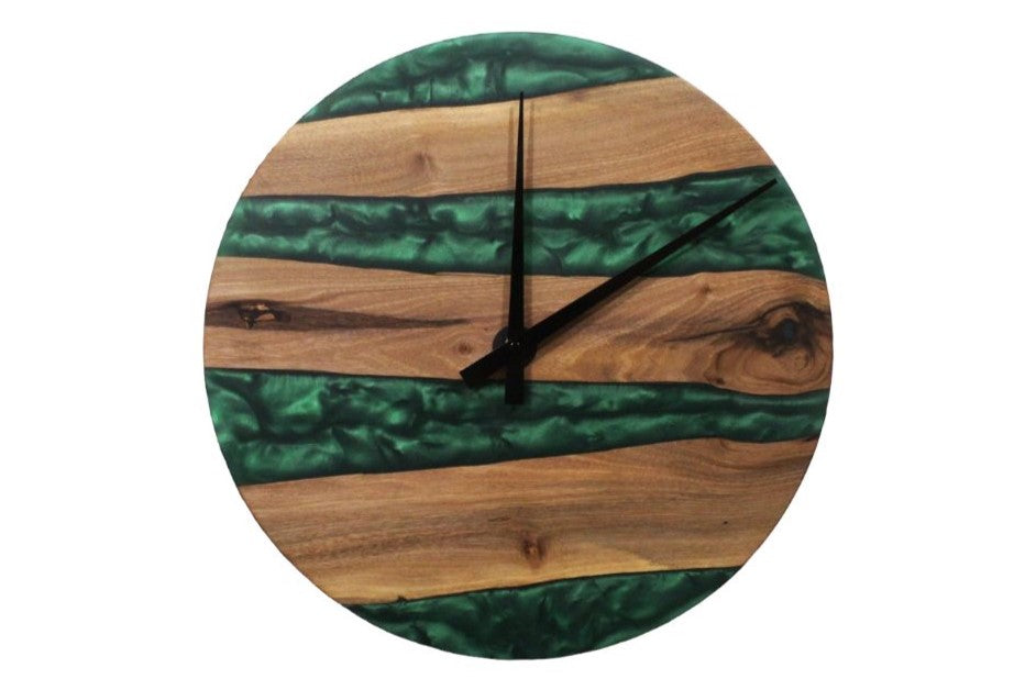 Eden - Horloge en bois et résine époxy