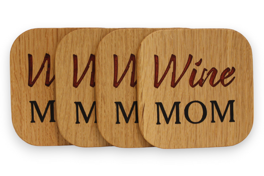 Dessous de verres artisanal bois résine époxy Wine Mom Vin Maman